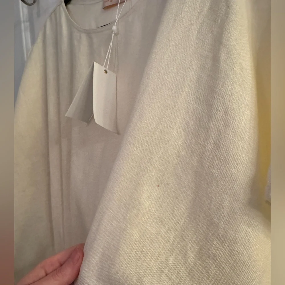 Tory Burch Drop-Waist Linen Dress XL New Ivory NEW WITH TAGS